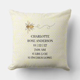Cojín Decorativo Honey Bee Baby Birth Stats 