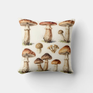 Cojín Decorativo Hongo Toadstool Botánico Vintage Fungi