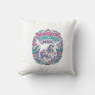 Cojín Decorativo Hongo Unicornio Magia de Unicornio Colorido Arte P