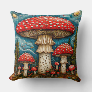 Cojín Decorativo 🍄 Hongos del Bosque de Cuentos de Hadas Regalo de