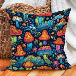 Cojín Decorativo Hongos Groovy Retro Vintage Caprichosos