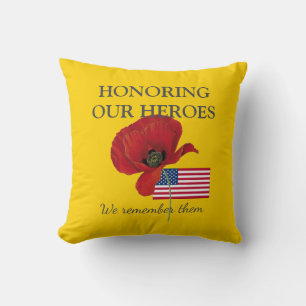 Cojín Decorativo HONOR patriótico HEROES Veteranos Bandera de l