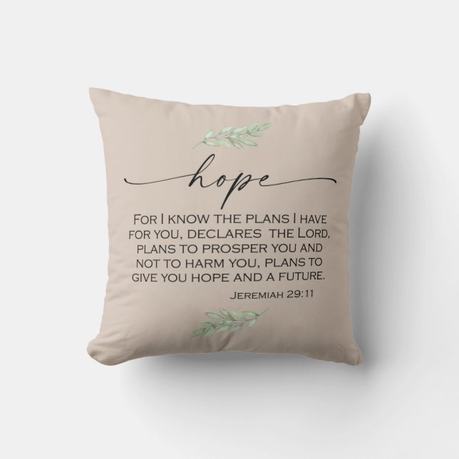 Cojín Decorativo Hope Bible Verse de Jeremías 29:11 (Anverso)