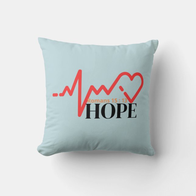 Cojín Decorativo Hope (Romanos 15:13) Pillow (Anverso)