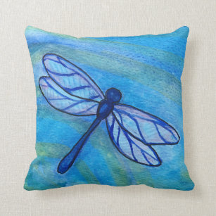 Cojín Decorativo Hopetable Blue Dragonfly color de agua tranquilo