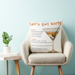 Cojín Decorativo Hora del Cóctel: Receta de Martini Let's Get Dirty