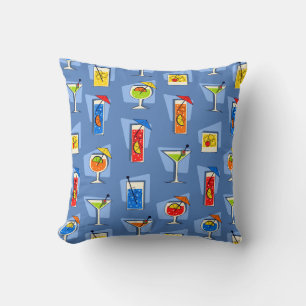 Cojín Decorativo Hora Feliz Bebidas Tropicales Hawaianas Retro