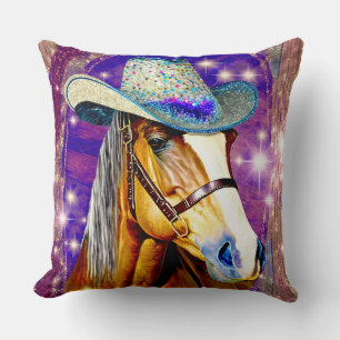 Cojín Decorativo Horario de exhibición - Caballo con el Gorra de va