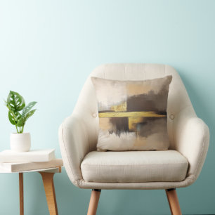 Cojín Decorativo Horizon Dorado – Paisaje abstracto minimalista