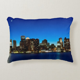Cojín Decorativo Horizonte de Boston con la luna