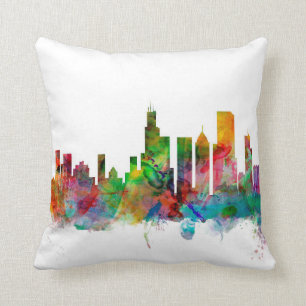 Cojín Decorativo Horizonte de Chicago Illinois