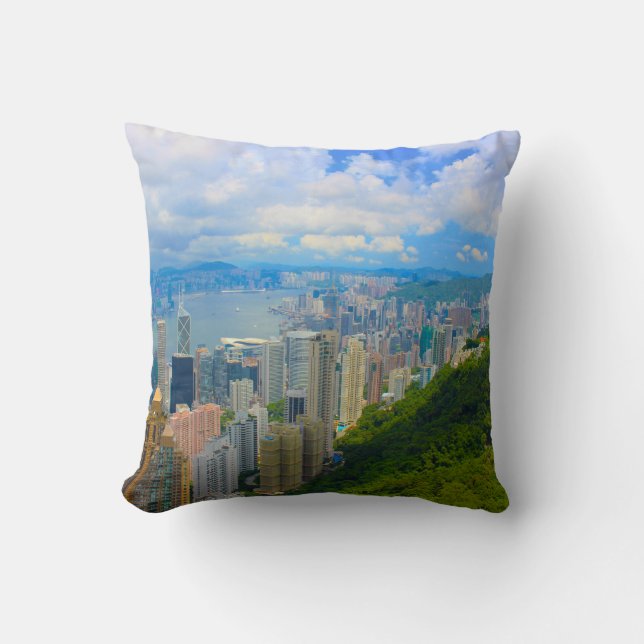 Cojín Decorativo Horizonte de Hong Kong (Anverso)