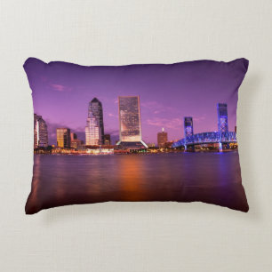 Cojín Decorativo Horizonte de Jacksonville la Florida en la noche