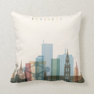 Cojín Decorativo Horizonte de la ciudad de Bruselas, Bélgica el
