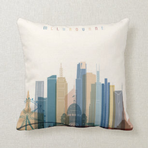 Cojín Decorativo Horizonte de la ciudad de Melbourne, Australia el