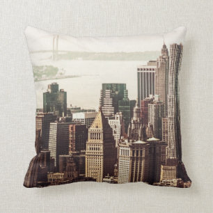 Cojín Decorativo Horizonte del Lower Manhattan - visión desde el