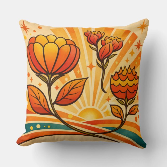 Cojín Decorativo Horizonte Dorado Flor   (Anverso)