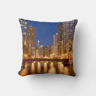 Cojín Decorativo Horizonte y río Chicago, Illinois
