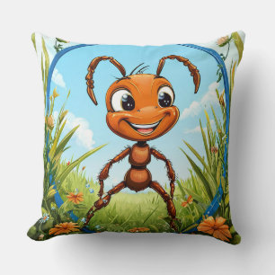 Cojín Decorativo Hormiga de dibujos animados alegre