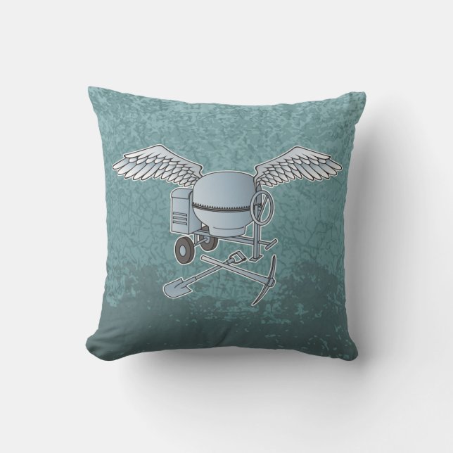 Cojín Decorativo Hormigonera gris azul (Anverso)