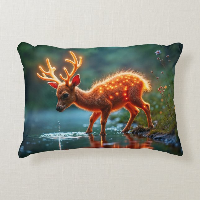 Cojín Decorativo Hornos radiantes de abrevaderos de fauna de ciervo (Anverso)