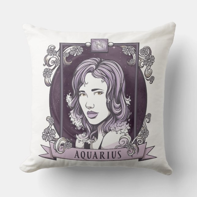 Cojín Decorativo Horóscopo - AQUARIUS (Anverso)
