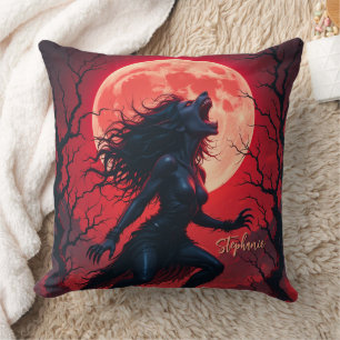 Cojín Decorativo Horror Halloween Werewolf Lady Full Moon