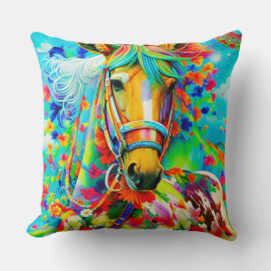 Cojín Decorativo Horse Adorne con flores