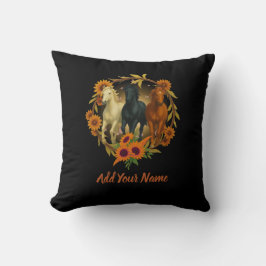 Cojín Decorativo Horses and Sunflowers Throw Pillow