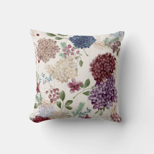 Cojín Decorativo Hortensia Botánica Floral Grandmillennial Vintage