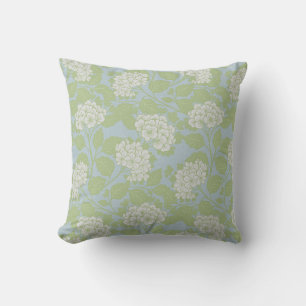 Cojín Decorativo Hortensia elegante cottagecore azul polvoriento ve