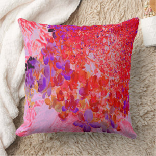 Cojín Decorativo Hortensia Elegante de Color Púrpura y Naranja Lime