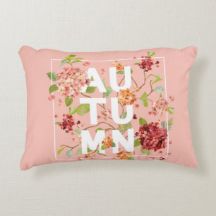 Cojín Decorativo Hortensia Flores Fondo. Diseño otoñal en vin