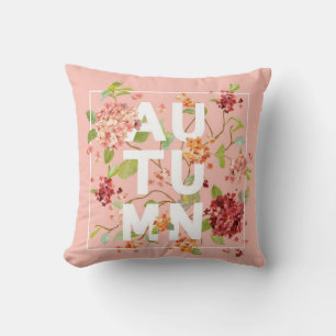Cojín Decorativo Hortensia Flores Fondo. Diseño otoñal en vin
