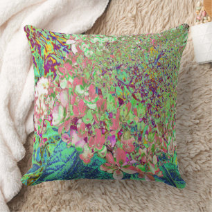 Cojín Decorativo Hortensia Limelight Coral Elegante y Chartreuse
