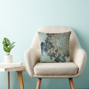 Cojín Decorativo Hortensia Limelight Marrón y Azul Marino Elegante