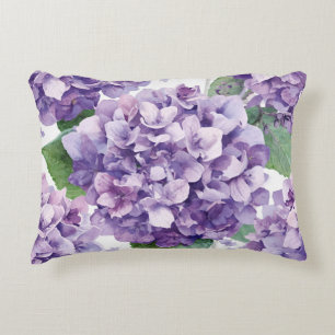 Cojín Decorativo Hortensia Morada Floral Acuarela Flor Lavanda en F