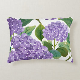 Cojín Decorativo Hortensia Púrpura Acuarela Floral Costera