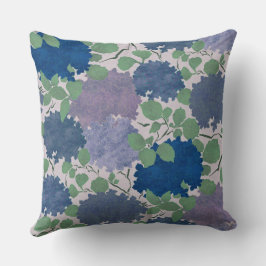 Cojín Decorativo Hortensia Vintage Jardín Azul Verde Lavanda