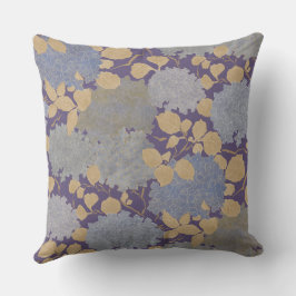 Cojín Decorativo Hortensia Vintage Jardin Púrpura Lavanda Ocra