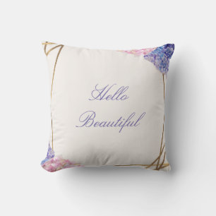 Cojín Decorativo Hortensia y oro elegante floral de primavera chic