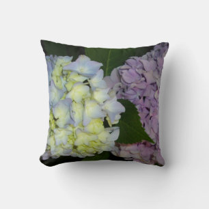 Cojín Decorativo Hortensias flores rosadas flores azules flores mor