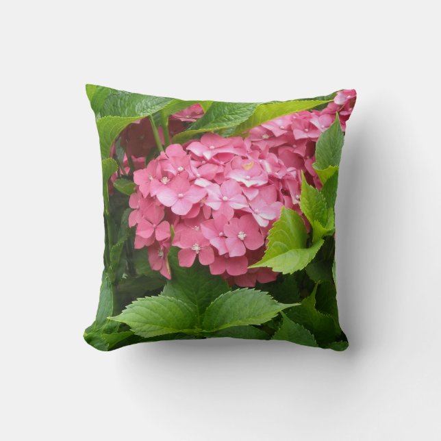 Cojín Decorativo Hortensias Rosa Profundo (Anverso)