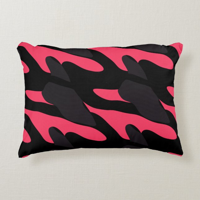 Cojín Decorativo Hot pink, gray and black Camo abstract (Anverso)