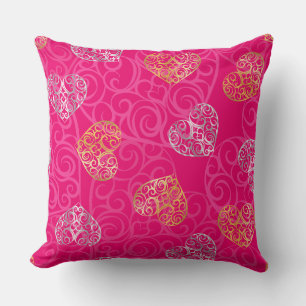 Cojín Decorativo Hot Pink Heart Designer Valentine Pillow