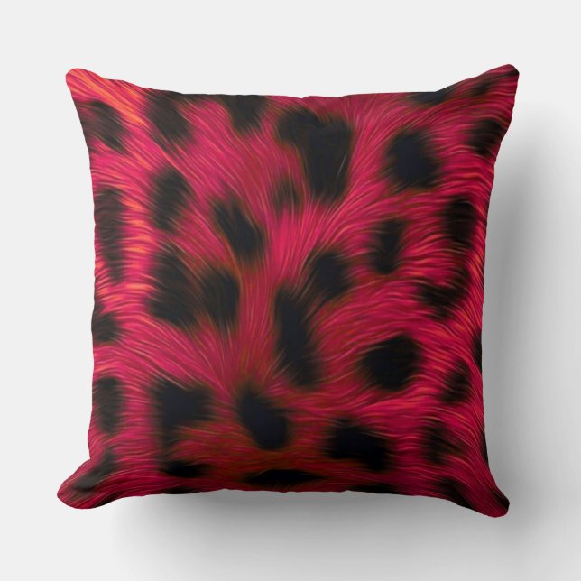 Cojín Decorativo Hot Pink Leopard Print Faux  (Anverso)