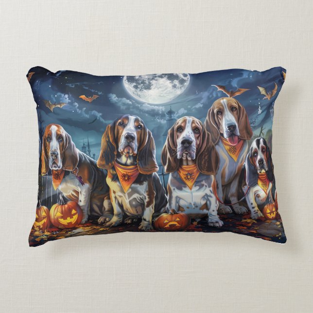 Cojín Decorativo Hound Halloween Basset Spooky (Anverso)