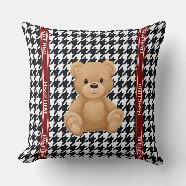 Cojín Decorativo Houndstooth Bear Home, (Anverso)