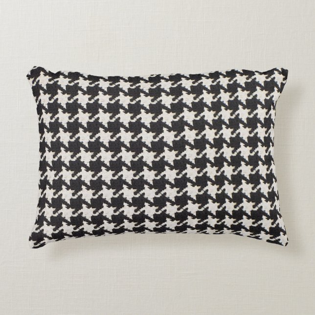 Cojín Decorativo Houndstooth Black White Pattern (Anverso)