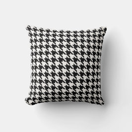 Cojín Decorativo Houndstooth blanco y negro clásico